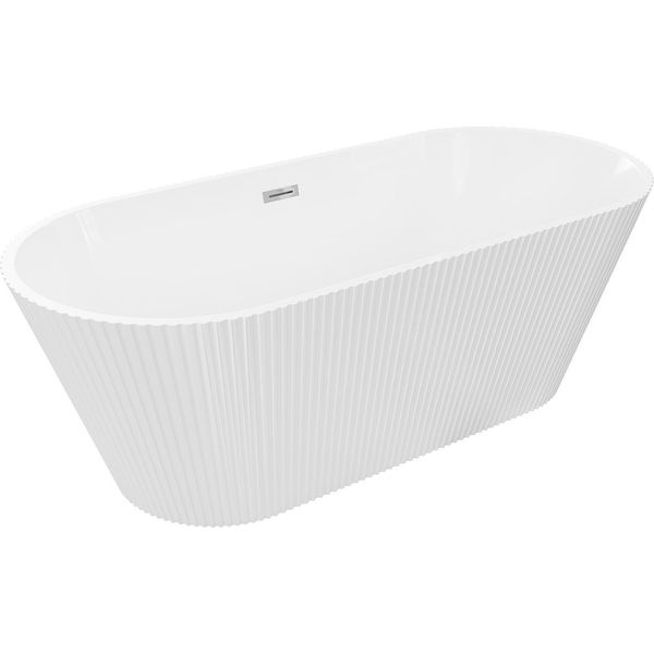 Mexen Yara Vasca Da Bagno Indipendente Rigata 170 X 75 Cm, Bianca, Troppopieno Cromato - 52861707500-01-image