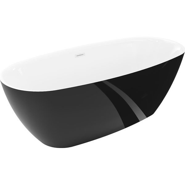 Mexen Luvo Slim Vasca Da Bagno Indipendente 170 X 75 Cm, Bianca/Nera, Troppopieno Bianco - 52801707575-20-image