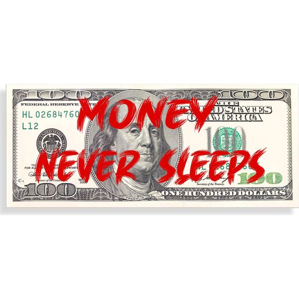 Stampa Su Acrilico Money Never Sleeps 100USD-image