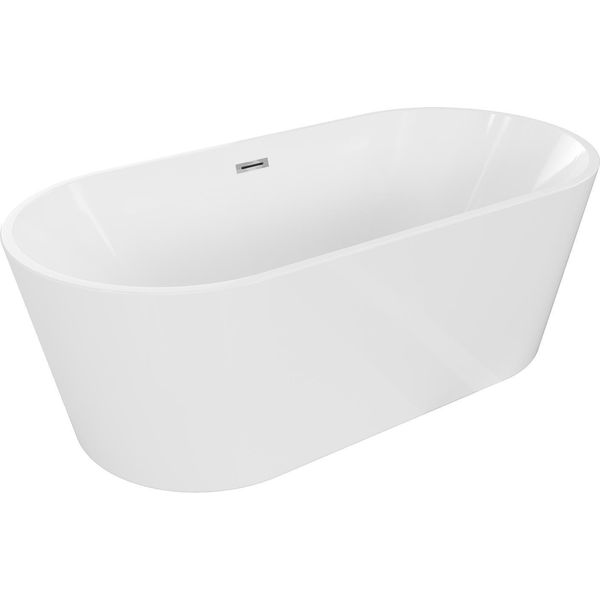 Mexen Luna Vasca Da Bagno Indipendente 140 X 75 Cm, Bianca, Troppopieno Cromato - 52031407500-01-image