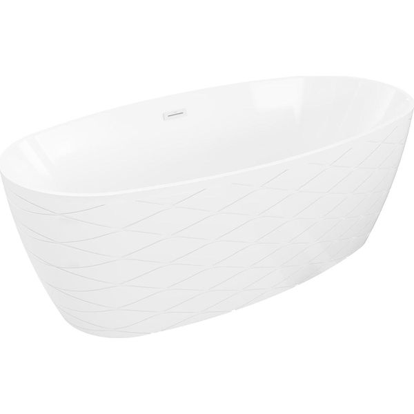 Mexen Olea Vasca Da Bagno Freestanding Motivo 170 X 80 Cm, Bianca, Troppo Pieno Bianco - 52821708000-20-image