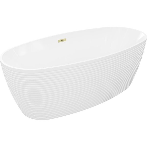 Mexen Lira Vasca Da Bagno Freestanding Modello 170 X 80 Cm, Bianco, Troppopieno Oro Spazzolato - 52831708000-55-image