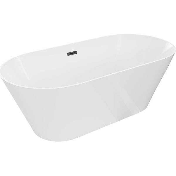 Mexen Luna Slim Vasca Da Bagno Autoportante 170 X 75 Cm, Bianca, Troppopieno Nero - 52041707500-70-image