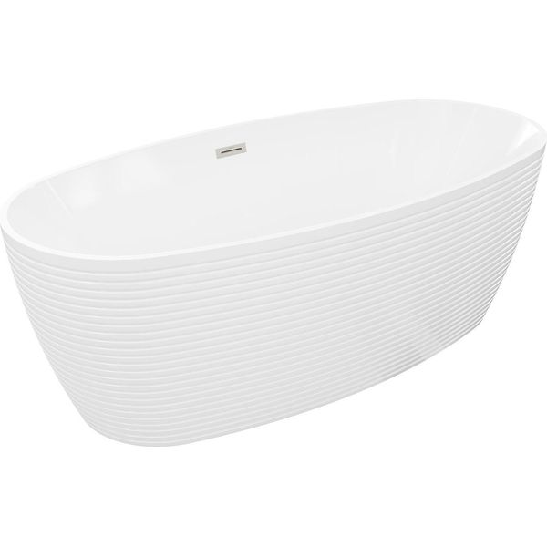 Mexen Lira Vasca Da Bagno Autoportante Modello 170 X 80 Cm, Bianca, Troppo Pieno Nichel Spazzolato - 52831708000-97-image