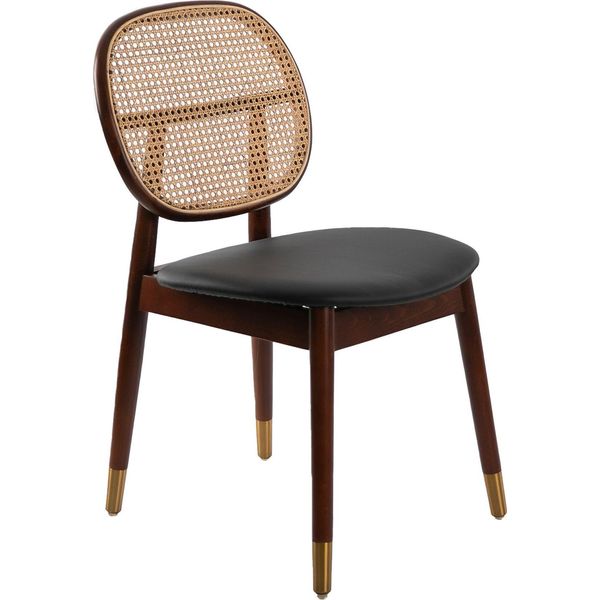Sedia Angel Cerdá In Rattan Ed Ecopelle Nera 4093-image