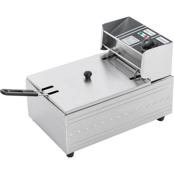Friggitrice - Friggitrice Elettrica - 6 L - 2500 W - Termostato 60-200°C - Acciaio Inox - Tecnologia Zona Fredda - Cestello E Coperchio-image