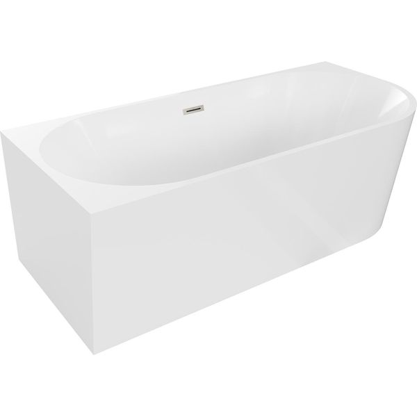 Mexen Mia Vasca Da Bagno Indipendente Angolare Sinistra 160 X 80 Cm, Bianca, Troppopieno Nichel Spazzolato - 52691608000L-97-image