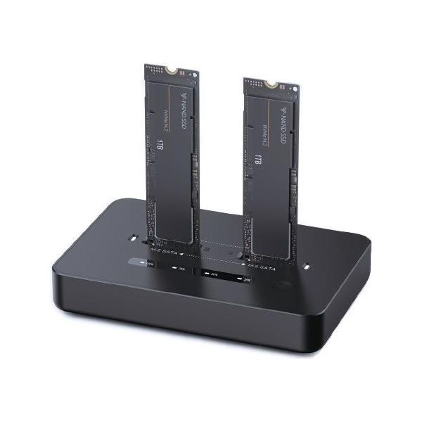 Gembird DD2-U3M2 Desktop Dual Drive Usb Type-C M.2 Nvme (And Sata) Ssd Docking Station, Black-image