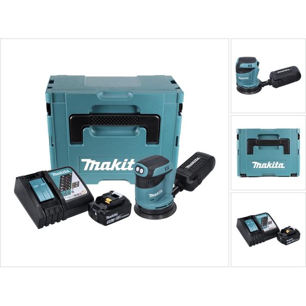 Makita DBO180RT1J Levigatrice Eccentrica A Batteria 125Mm 18V + 1X Batteria 5.0Ah + Caricatore + Valigetta Makpac-image