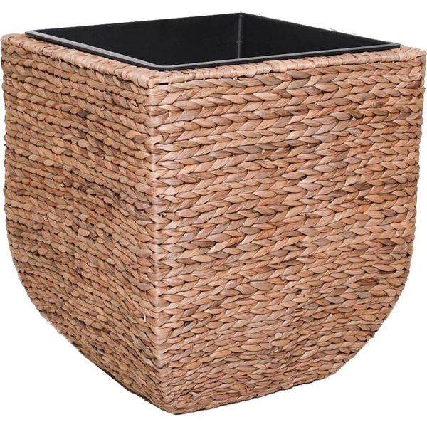 Vivanno Vaso Da Fiori Giacinto D'acqua Asia Cubo, Naturale Intrecciato - 25X25X31 Cm-image