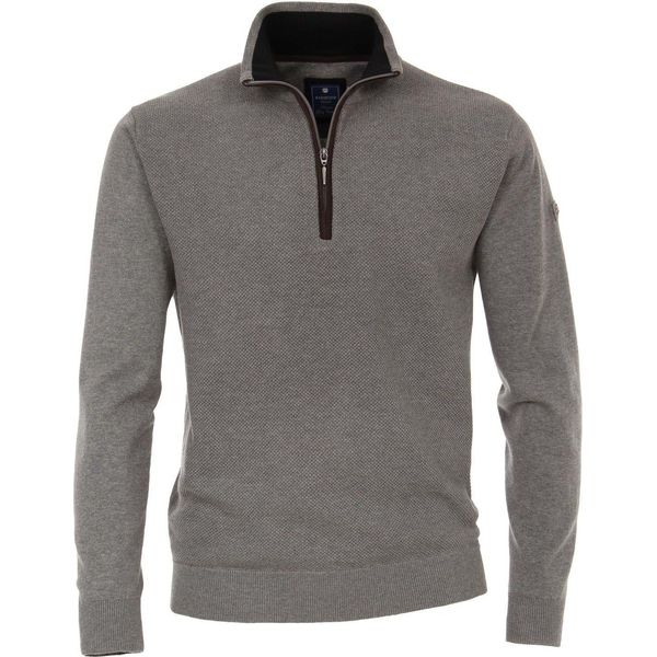 Redmond Uomo Casual Maglia Troyer Cerniera Comfort Cotone Grigio Xxl-image
