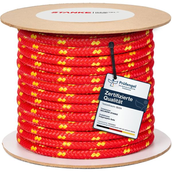 Seilwerk Stanke Corda Polipropilene Rosso 20 Mm 15M - Cavo Stendibiancheria Per Esterno - Corda Resistente Per Il Trasporto, La Nautica, La Costruzione-image