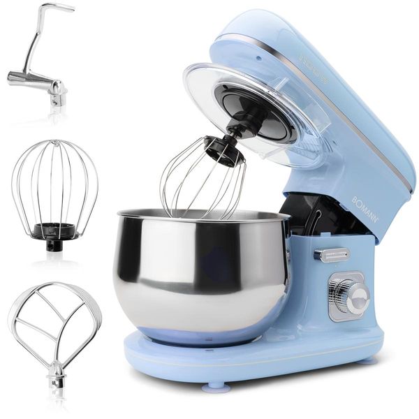 Robot Da Cucina Bomann 1100W | Impastatrice 5L | Incl. Gancio Per Impasto, Sbattitore E Frusta | Robusto Cambio Speciale | Impastatrice Km 6030 Cb Blu-image