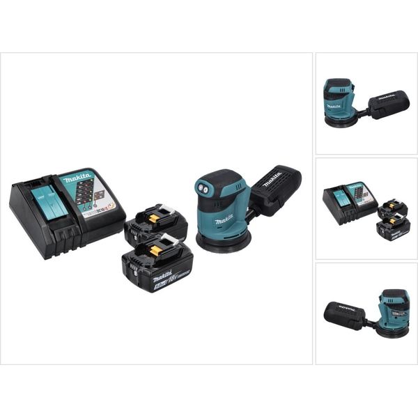 Makita Dbo 180 Rt 18 V - Levigatrice Eccentrica A Batteria Da 125 Mm + 2 Batterie Da 5,0 Ah + Caricabatterie-image