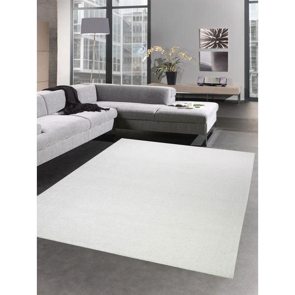 Tappeto Moderno Da Salotto Unicolore Crema Dimensioni - 60X110 Cm-image