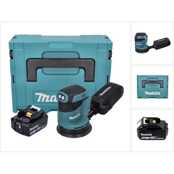 Levigatrice Orbitale A Batteria Makita Dbo 180 F1J 18 V - 125 Mm + 1X Batteria 3,0 Ah + Makpac - Senza Caricabatterie-image