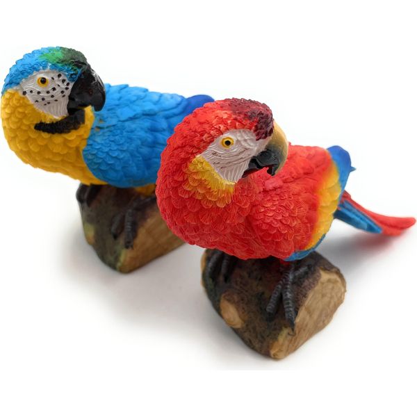 Onwomania Figurina In Poliresina Pappagallo Doppio Uccello Aves Macaw Animale Decorativo Figurina In Poliresina Rosso 12 Cm-image