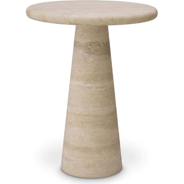 Casa Padrino Luxury Side Table Beige Ø 45 X H. 58 Cm - Tavolino Rotondo In Travertino Calcareo Di Alta Qualità - Mobili Soggiorno E Hotel - Collezione Luxury-image