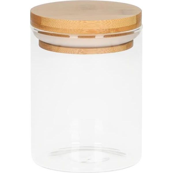 Barattolo Di Vetro "Bamboo"" 0,35 L - Barattolo Sostenibile In Vetro Borosilicato Con Coperchio In Bambù E Anello In Silicone, Barattolo Da Cucina - Trasparente"-image