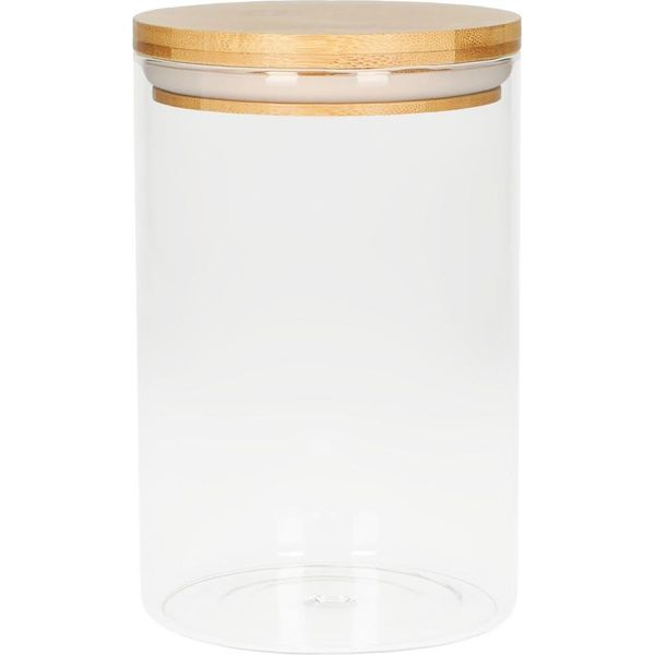Vaso In Vetro "Bamboo"" 1,6 L - Vaso Sostenibile In Vetro Borosilicato Con Coperchio In Bambù E Anello In Silicone, Vaso Da Cucina - Trasparente"-image