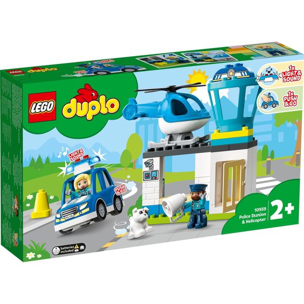 Lego 10959 Stazione Di Polizia Duplo Con Elicottero, Auto Della Polizia E Mattoncini, Giocattolo Di Polizia Per Bambini Dai 2 Anni In Su, Giocattolo Educativo Per Ragazze E Ragazzi-image