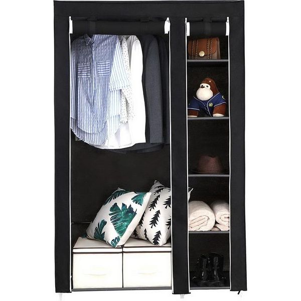 Armadio Portatile Fch 107X45X170Cm Con Tessuto Non Tessuto E Asta Appendiabiti Rapido E Facile Da Montare-image