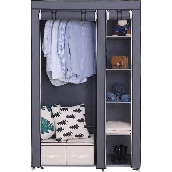 Armadio Portatile Fch 107X45X170Cm Con Tessuto Non Tessuto E Asta Appendiabiti Rapido E Facile Da Montare-image