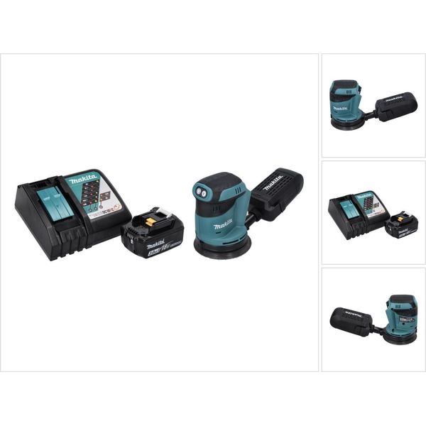 Makita Dbo 180 RF1 Levigatrice Eccentrica A Batteria 18 V -125 Mm + 1X Batteria 3,0 Ah + Caricatore-image