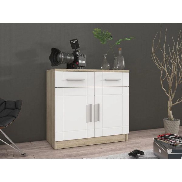 Cassettiera Stretta Combinata Kileen - Rovere Sonoma / Bianco-image