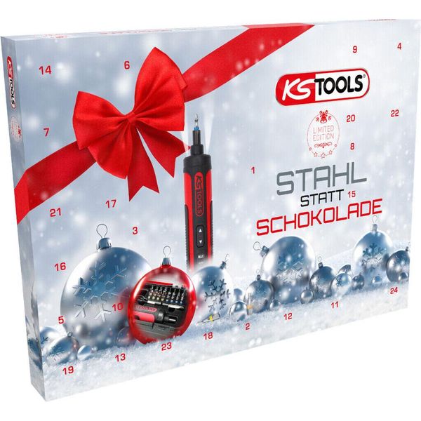 Calendario Dell'avvento Ks Tools Con Set Di Avvitatori A Batteria E Punte Di Torsione, 27 Pezzi, 999.3333-image
