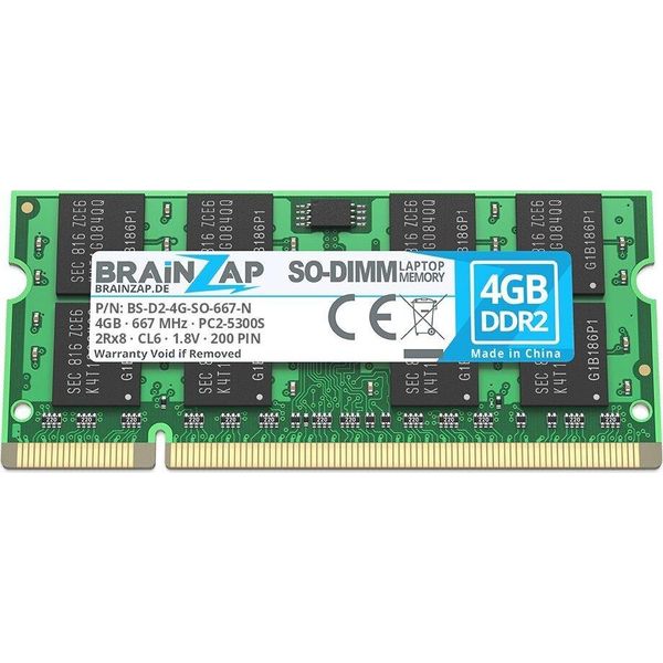 Brainzap 4 Gb Di Ram SO-DIMM SO-DIMM PC2-5300S 2Rx8 667 Mhz 1,8 V CL6 Memoria Per Computer Portatili Brainzap 4 Gb Di Ram DDR2-image