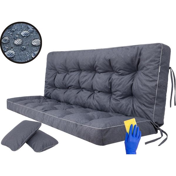 Hobbygarden Cuscino Per Panchina Cuscino Per Panca Da Giardino Cuscino Per Dondolo Cuscino Per Pavimento Cuscino Per Altalena Da Esterno/Interno - Pola - 140 Cm - Blu Navy-image