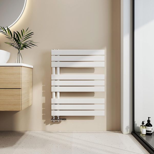 Asciugamani Emke Radiatore Da Bagno Radiatore A Pannello Attacco Laterale Montaggio A Parete Acqua Calda 762 X 600 Mm Bianco Senza Elemento Riscaldante-image