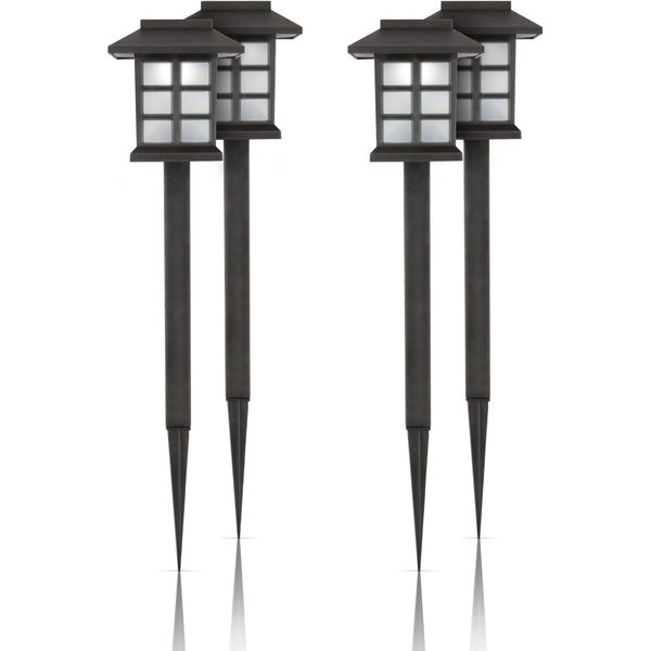 Luci Solari Da Giardino A Led Per Esterni (Confezione Da 4), Resistenti Alle Intemperie IP44, Lampada A Innesto Da 38 Cm Con Picchetto A Terra, Illuminazione Per Terrazze-image