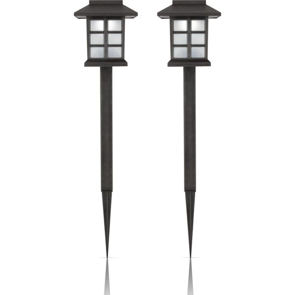 Luci Solari Da Giardino A Led Per Esterni (Confezione Da 2), Resistenti Alle Intemperie IP44, Lampada A Innesto Da 38 Cm Con Picchetto A Terra, Illuminazione Per Terrazze-image