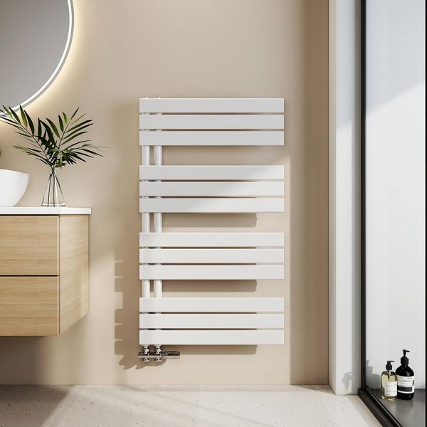 Asciugamani Emke Radiatore Da Bagno Radiatore A Pannello Attacco Laterale Acqua Calda A Parete 1041 X 600 Mm Bianco Senza Elemento Riscaldante-image