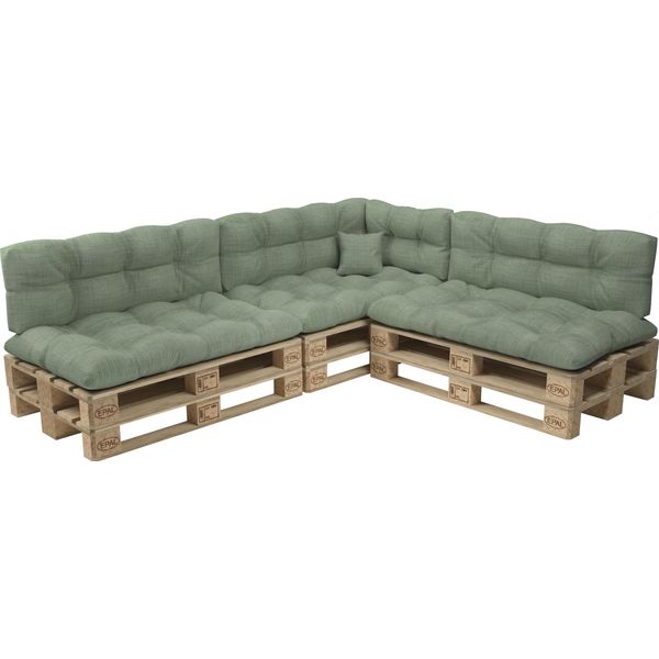 Pokar Cuscini Per Pallet Con Bella Trapuntatura Cuscino Per Divano In Pallet, Dimensioni:Set Di 8, Colore:Verde-image