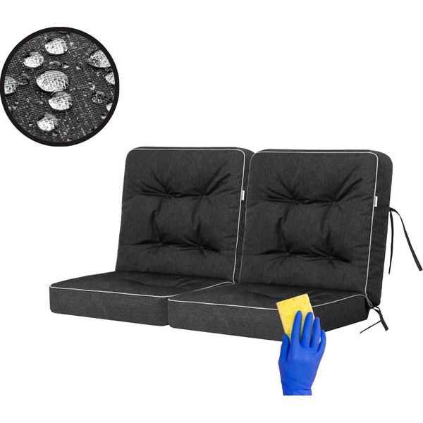 Set Di 2 Cuscini Da Giardino Pillowprim Venus - 120 Cm - Resistenti Alle Intemperie E Ai Raggi Uv - Per Esterni, Nero-image