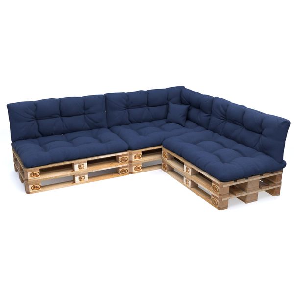 Pokar Cuscini Per Pallet Con Bella Trapuntatura Cuscino Per Divano In Pallet, Dimensioni:Set Di 8, Colore:Blu Scuro-image