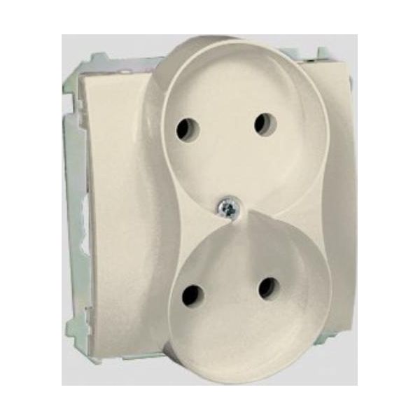 Contatto-Simon Modulo Base Presa Doppia B/U 16A IP20 Beige - BMG2M.01/12-image