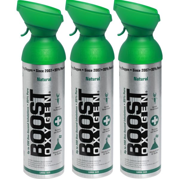 Boost Oxygen Ossigeno Puro In Bombola - 27 Litri Di Ossigeno Naturale, Puro Al 95%, In Tre Bombole Di Ossigeno Da 9 Litri Trasportabili Per Oltre 4 Ore-image
