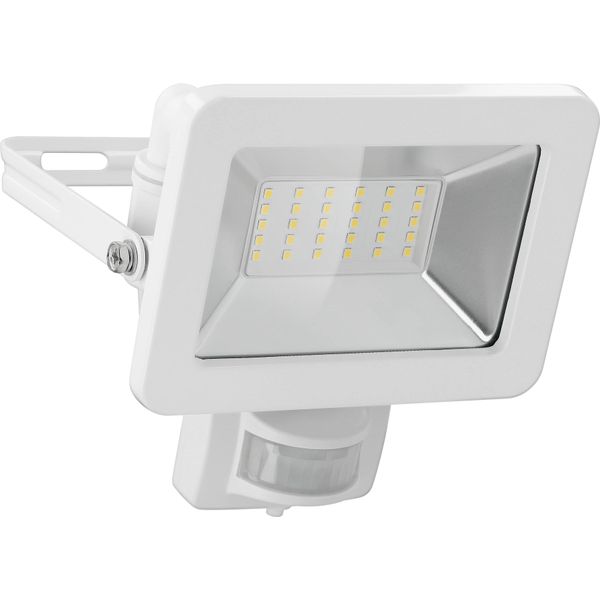 Goobay 53882 Faretto Led Da Esterno, 30 W, Con Rilevatore Di Movimento, Bianco - Con 2550 Lm, Luce Bianca Neutra (4000 K), Sensore Pir Con Funzione On/Off E Pressacavo M16, Per Uso Esterno-image