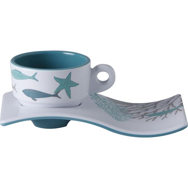 Tazza Da Espresso Con Sottobicchiere A Onda, Melamina, Coastal - Serie Singola-image