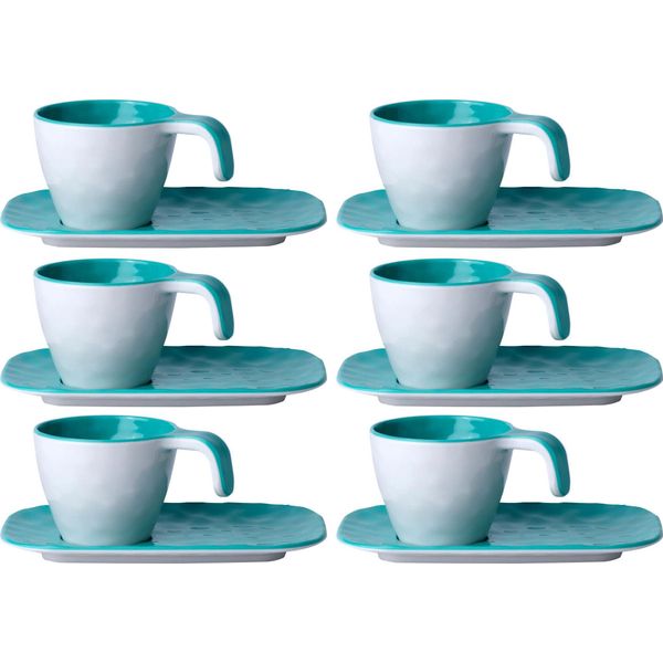 Tazza Da Caffè Espresso Con Piattino - Harmony Acqua - Edizione Estiva Set Da 6-image