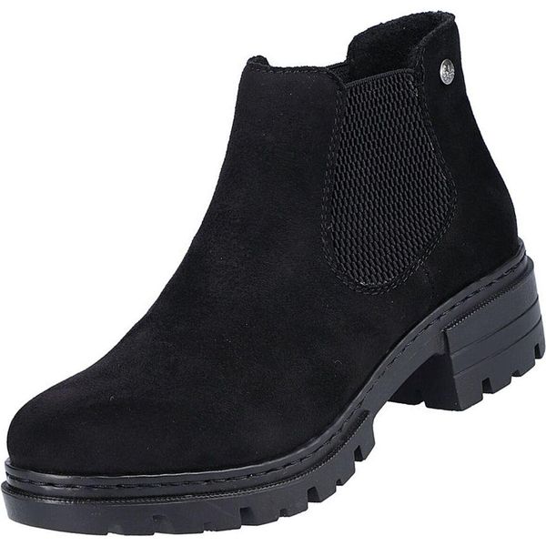 Rieker Donna Stivaletto Chelsea Boot Stretch Block Heel 76884, Misura:39 Eu, Colore:Nero-image