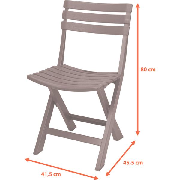 Sedia Pieghevole In Plastica 80 X 45 Cm - Marrone - Sedia Da Giardino E Balcone Bistrot Pieghevole-image