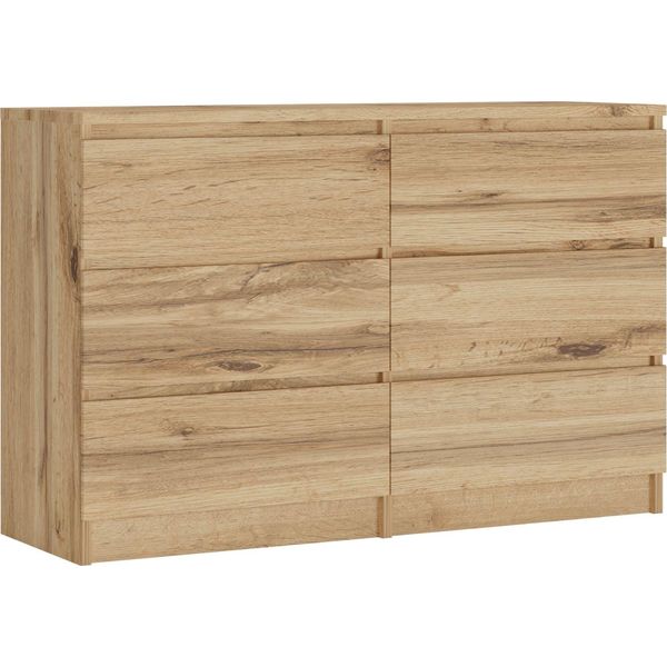 Cassettiera 6 Cassetti, Colore: Rovere Wotan, 120 Cm X 39 Cm X 78 Cm-image