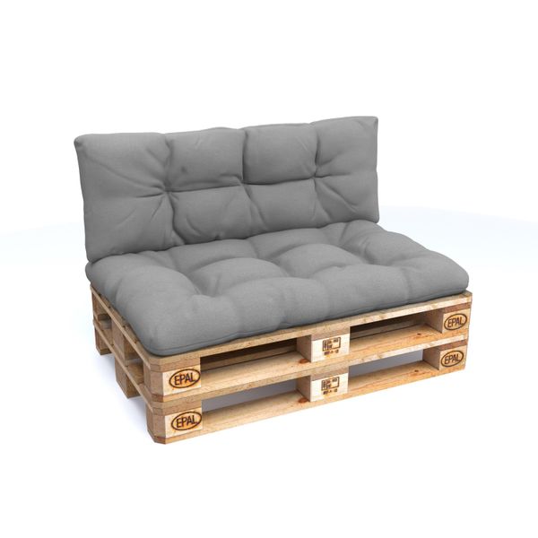 Pokar Cuscini Per Pallet Cuscini Impermeabili Per Pallet Mobili Per Pallet Divano Per Pallet Set Di 2: Cuscino Di Seduta 120X80 + Schienale 120X40, Grigio-image