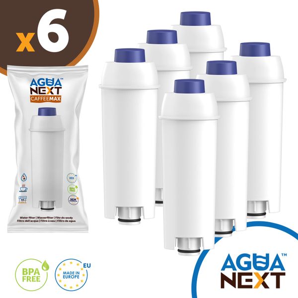 6 Cartucce Filtro Acqua Aguanext Caffeemax Per Macchine Da Caffè Delonghi (SER3017, Dls C002)-image