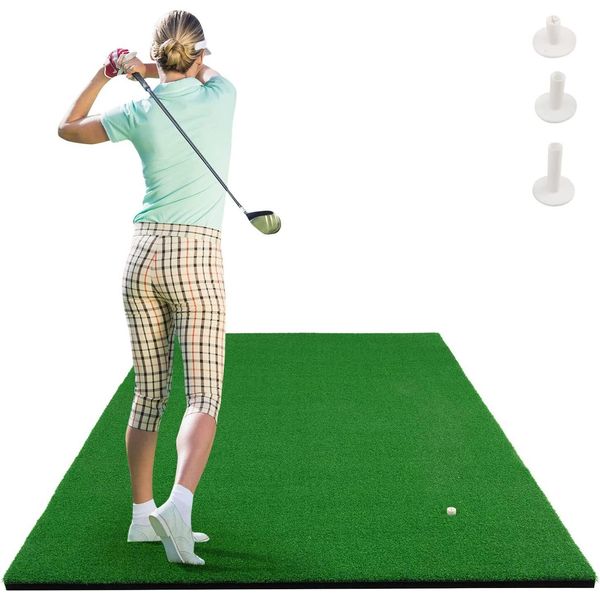 Tappeto Da Golf Costway 150 X 100 Cm 16 Mm, Tappetino Per Esercitazioni Di Golf Con 3 Tee In Gomma, Tappeto In Erba Artificiale Golf Hitting Mat, Putting Mat, Tee Mat-image